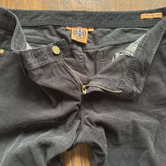 Tory Burch Corduroy Pants Size 32 Black Ivy Super Skinny Winter Fall - Picture 3 of 9